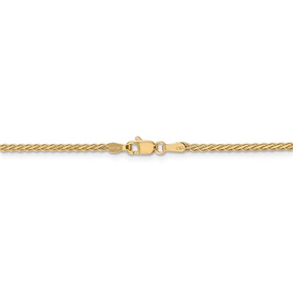 1.8mm, 14k Yellow Gold, Flat Wheat Chain Necklace, 24 Inch - Picture 4 of 8